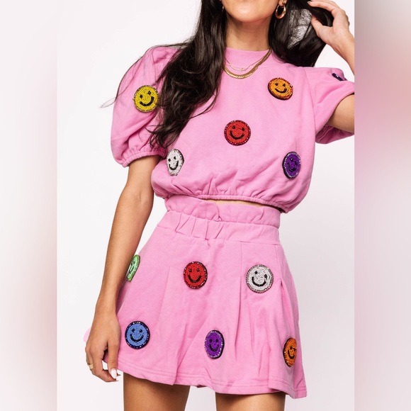 Queen of Sparkles 3D Smiley Set Skort and Top - Picture 1 of 12